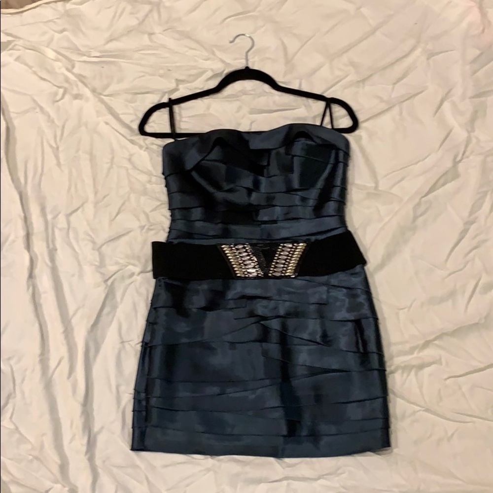 Bebe strapless blue dress
